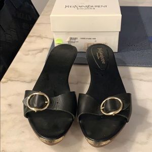 VINTAGE YSL Black Slides Size 41